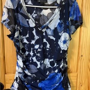 INC International Concepts Women's Blue Floral Top